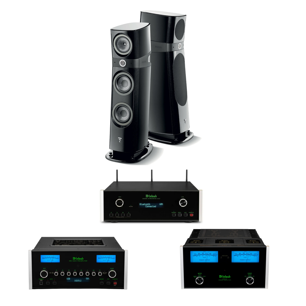 Focal Sopra N°2 + McIntosh DS200 + C55 + MC312 Sistema HiFi High End