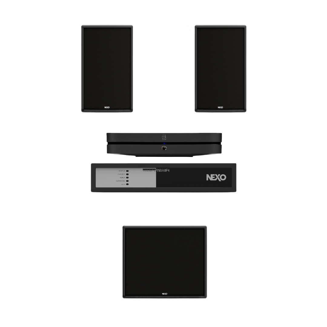 Combo de Audio NEXO ePS8-EN54 + eLS400 con Bluesound NODE
