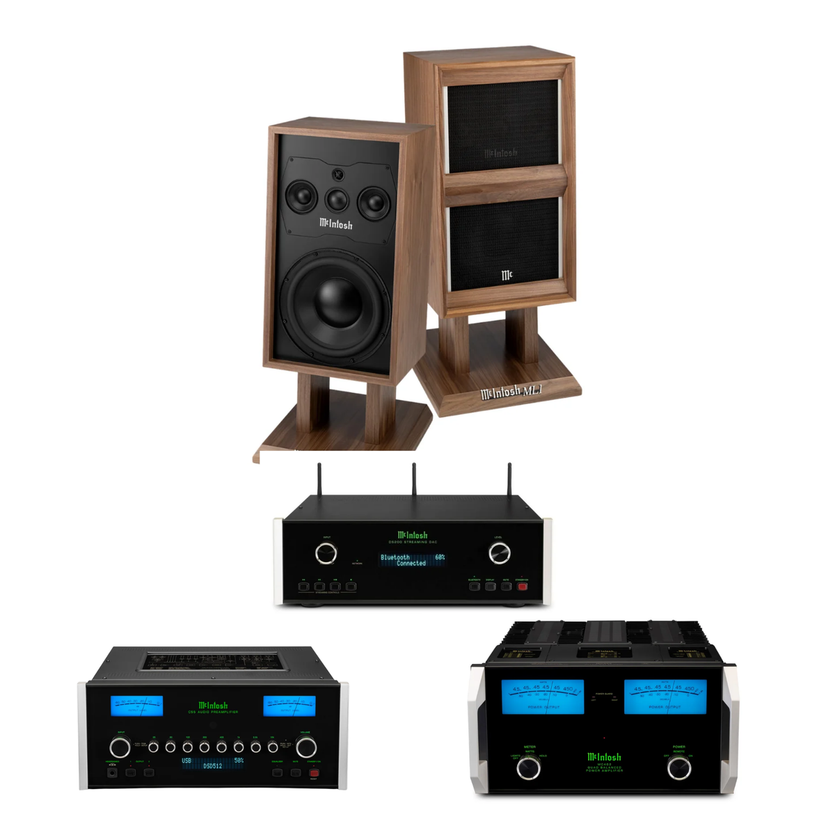 McIntosh ML1 Mk II + C55 + MC462 + DS200 Sistema HiFi High End