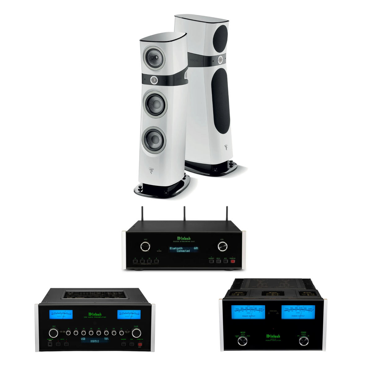 Focal Sopra N°2 + McIntosh DS200 + C55 + MC312 Sistema HiFi High End