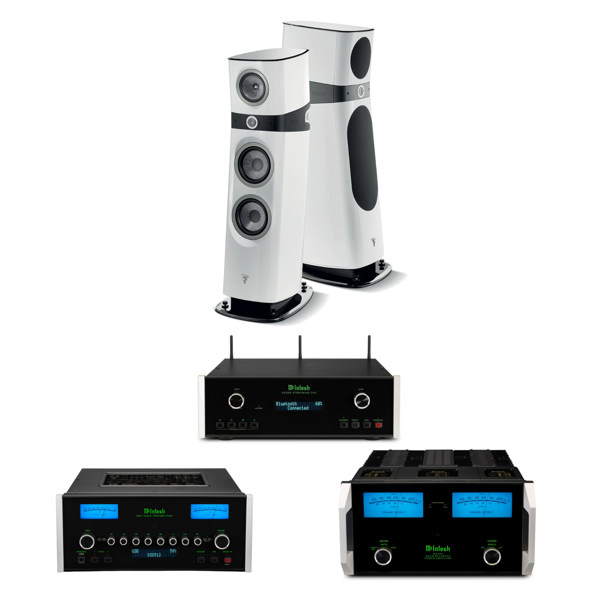 Focal Sopra N°3 + McIntosh C55 + MC462 Sistema HiFi High End