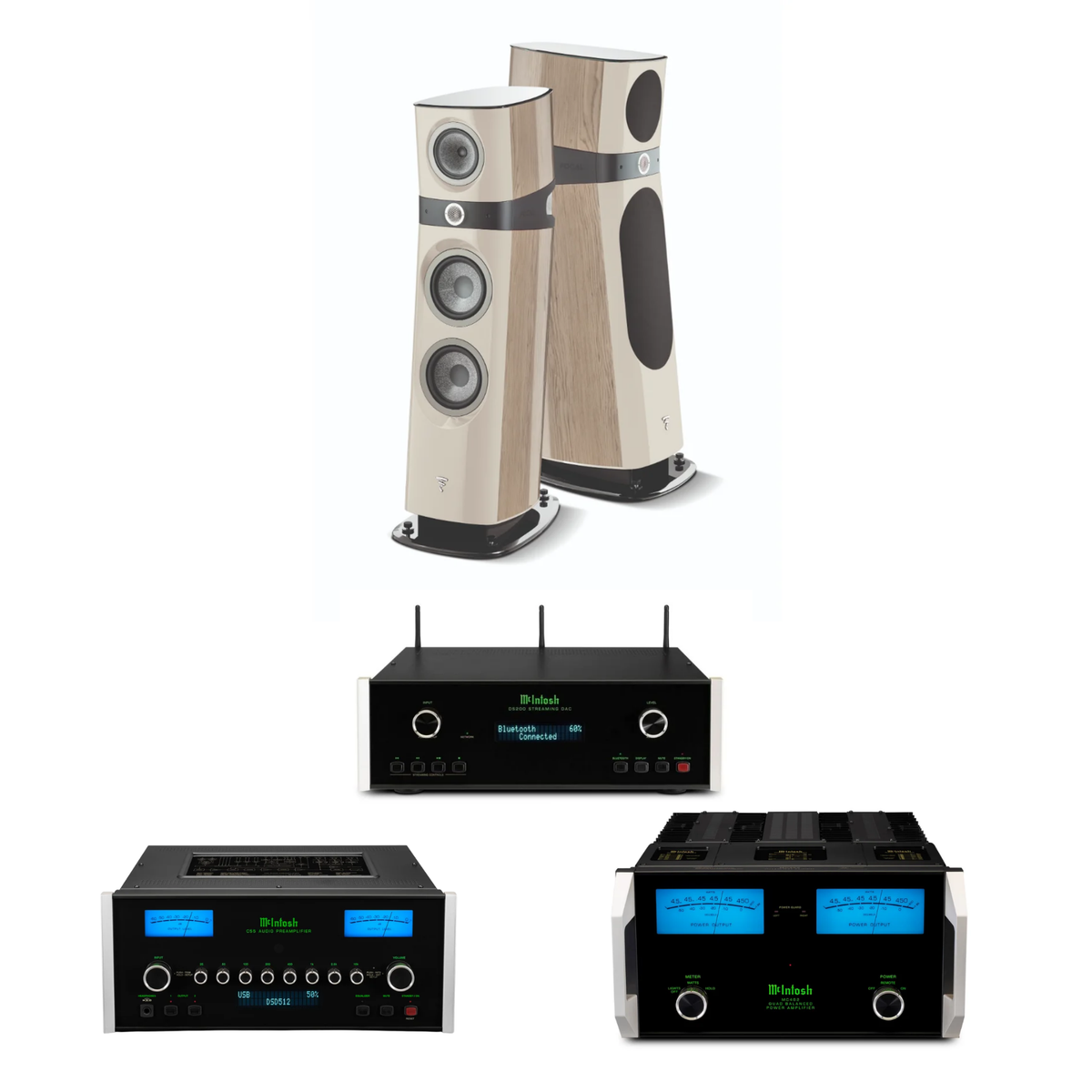 Focal Sopra N°3 + McIntosh C55 + MC462 Sistema HiFi High End