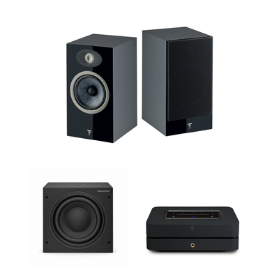 Focal Theva N°1 + Bluesound POWERNODE + B&W ASW608 Sistema HiFi 2.1